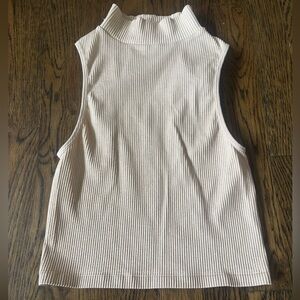 Zara Cream Ribbed Sleeveless Turtleneck Tanktop